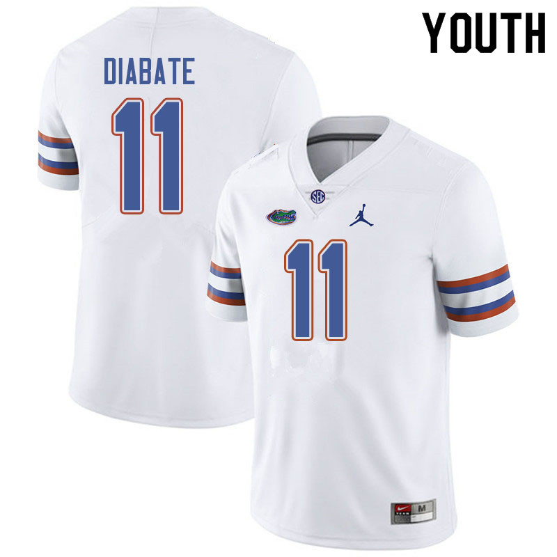 Jordan Brand Youth #11 Mohamoud Diabate Florida Gators College Football Jerseys Sale-White - Click Image to Close
